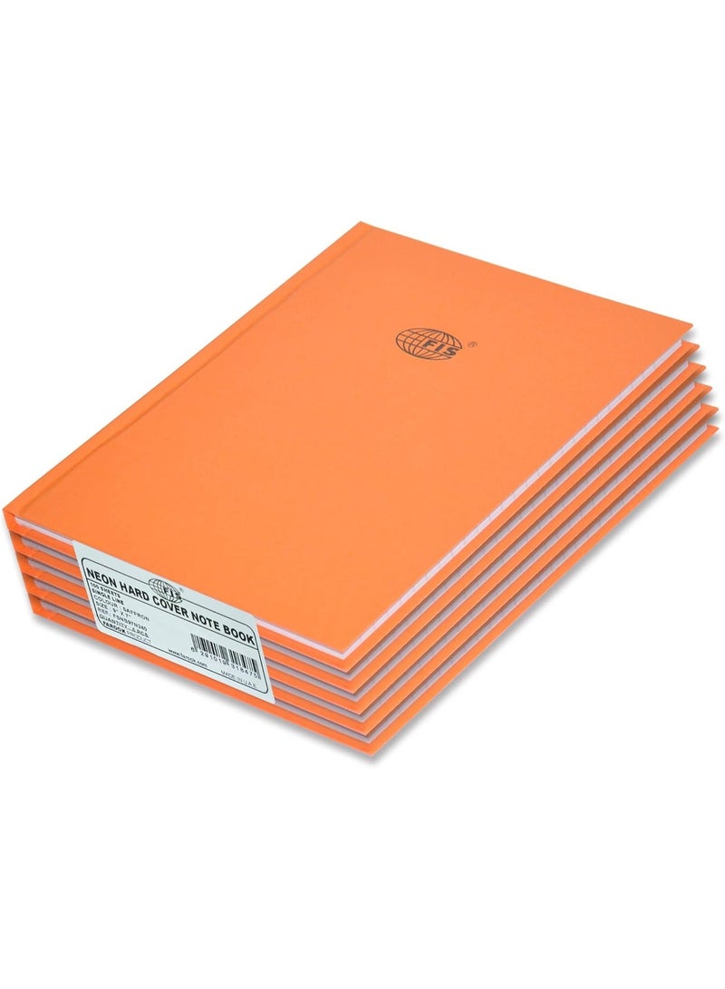 FIS Neon Hard Cover Notebook Single Line 9X7 Inch, 100-Sheets, Saffron 5-Piece - FSNB97N240 - Image 1